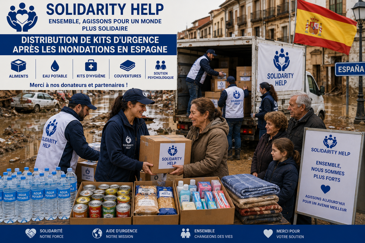 Solidarity Help distribue des kits d'urgence après les inondations en Espagne